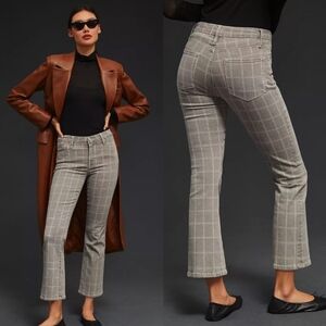 FRAME Warm Gray Plaid Le Crop Mini Boot Flare Pants